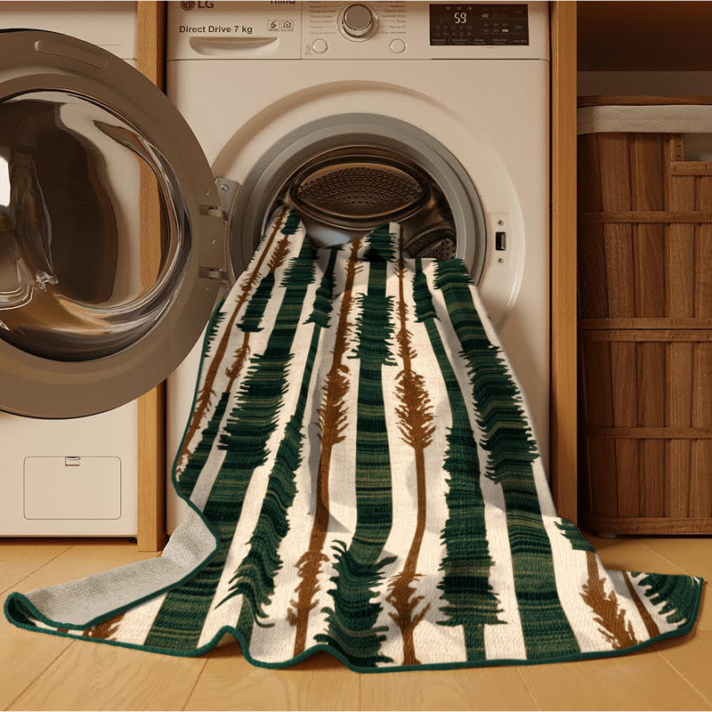 Tapis vert botanique lavable à la machine, Carré 7 pi