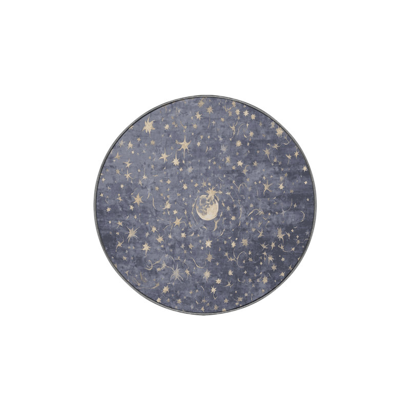 Machine Washable Gray Area Rug, Round 5'