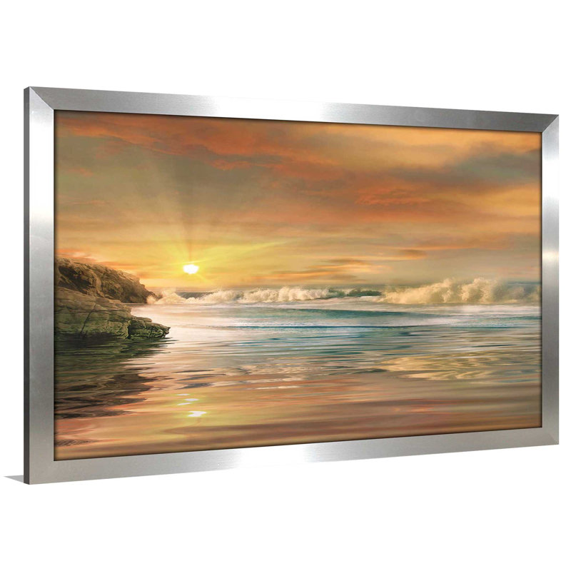 «Sundown», reproduction de photo encadrée, H 21,5 po x l 27,5 po x P 0,75 po, Encadrement argenté
