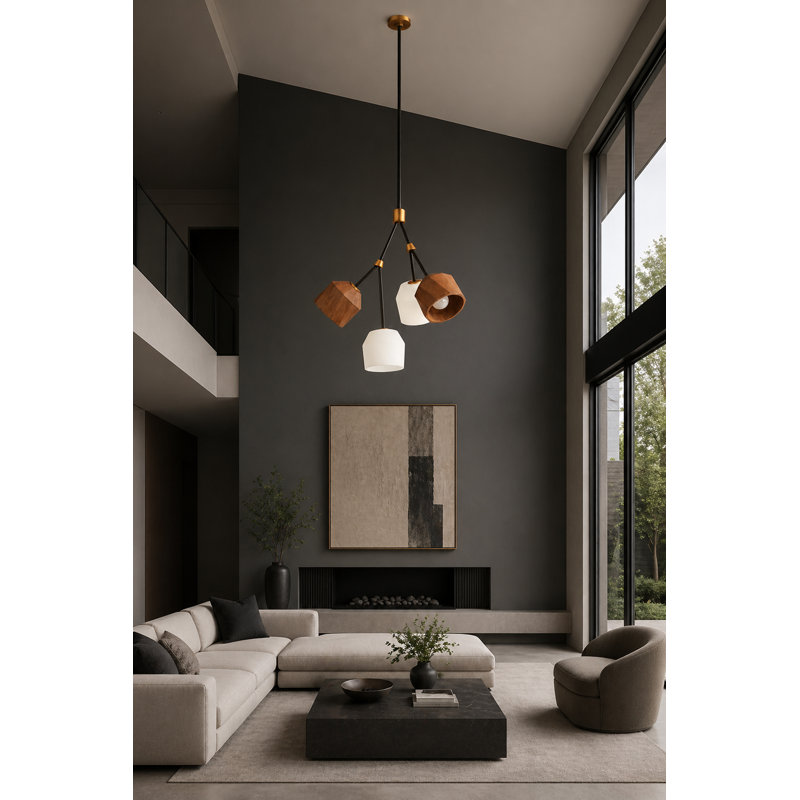 Mirielle - Light Dark Bronze/Antique Brass Unique/Statement Pendant, 24.25" H x 21.75" W x 21.75" D, 4