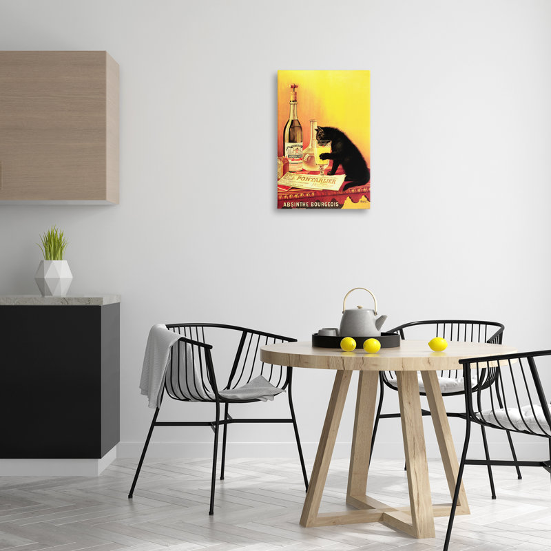 Chat rétro et toile d'absinthe, design par Marcus Jules, H 24 po x l 16 po
