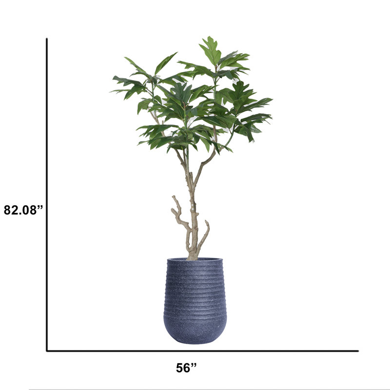 Arbre à pain artificiel 82,08 po en pot, Gris