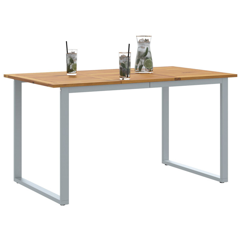 Solid Wood Top Metal Base Dining Table, 75cm H x 140cm W x 80cm D