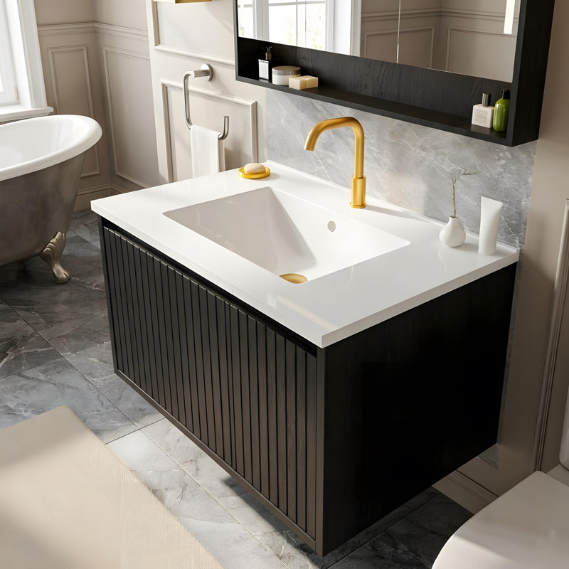 Meuble-lavabo 30 po avec lavabo en céramique et tiroir divisé