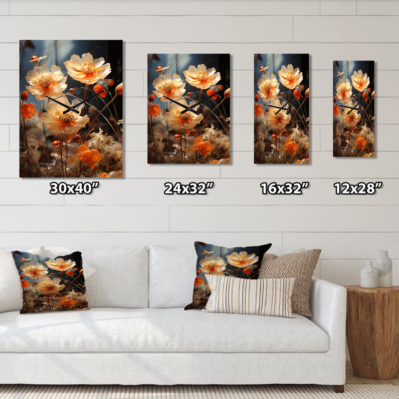Horloge murale florale Peach Sunkissed Petals Wildflowers I, Petit