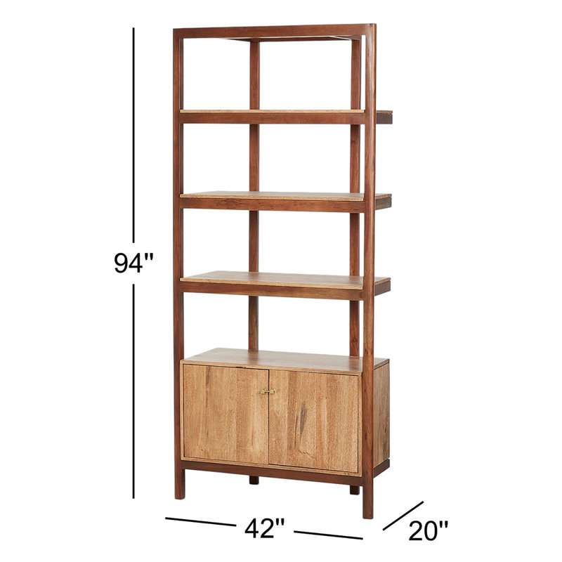 Reza Solid Wood Bookcase, Smoked Honey