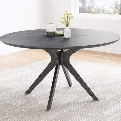Table de salle à manger 47,2 "en bois massif pour 4 à 6 personnes avec base piédestal entrecroisée