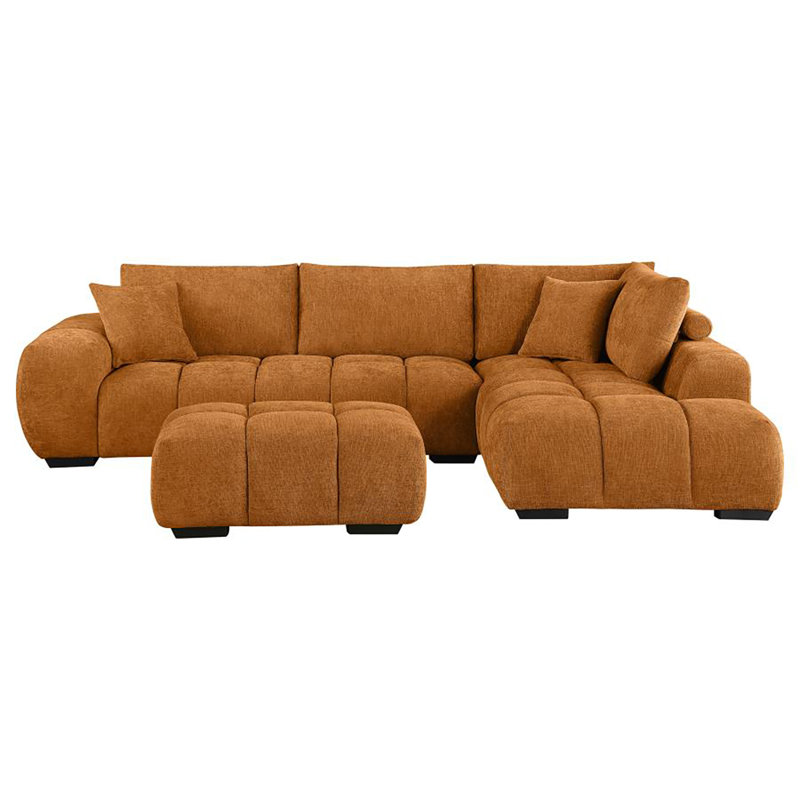 Canapé modulaire avec repose-pieds Hodapp, Polyester orange