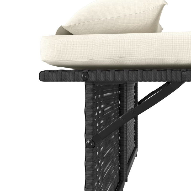 Banc de patio inclinable avec coussins Vidaxl, Blanc crème / noir