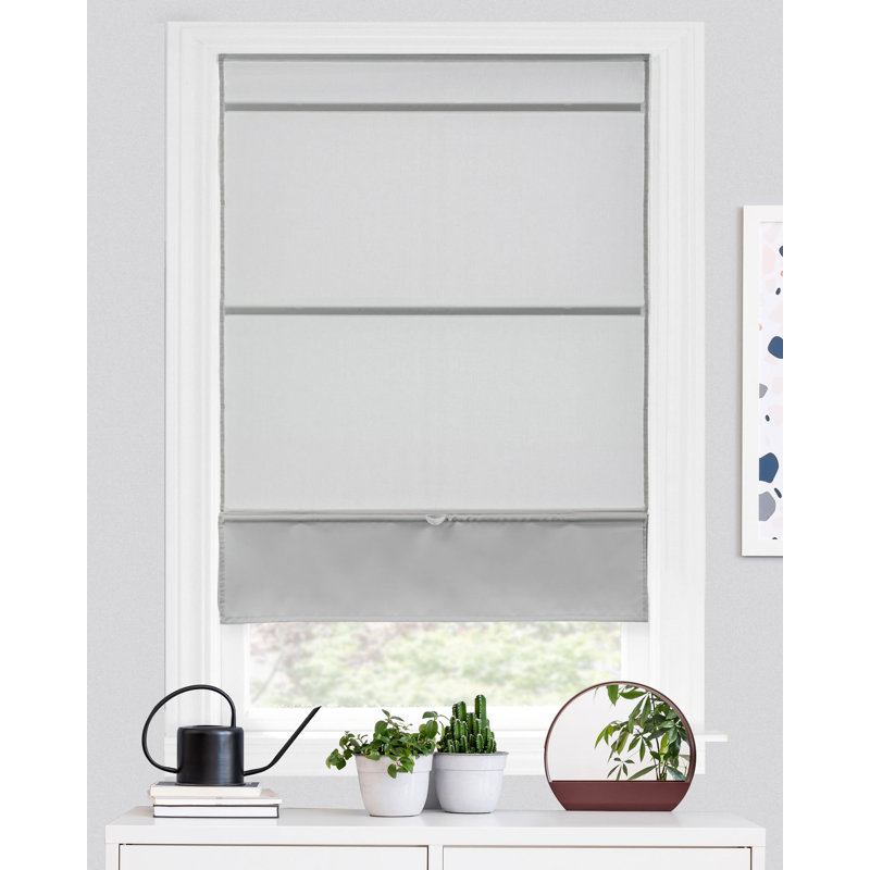 Semi Sheer Roman Shade, 31"W X 64"L, Gray