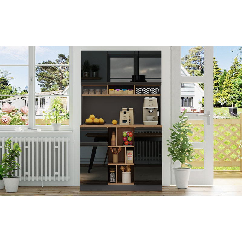 185cm Kitchen Pantry, Black