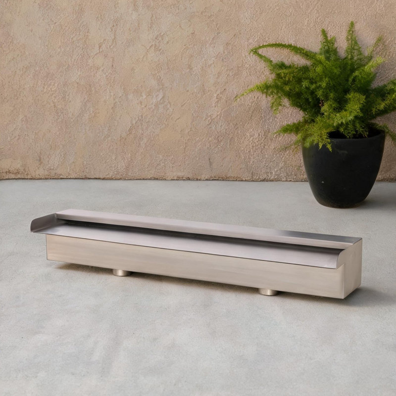 Waterfall Spillway Fountain with Sleek 23.6-Inch Silver Finish Stainless Steel Design