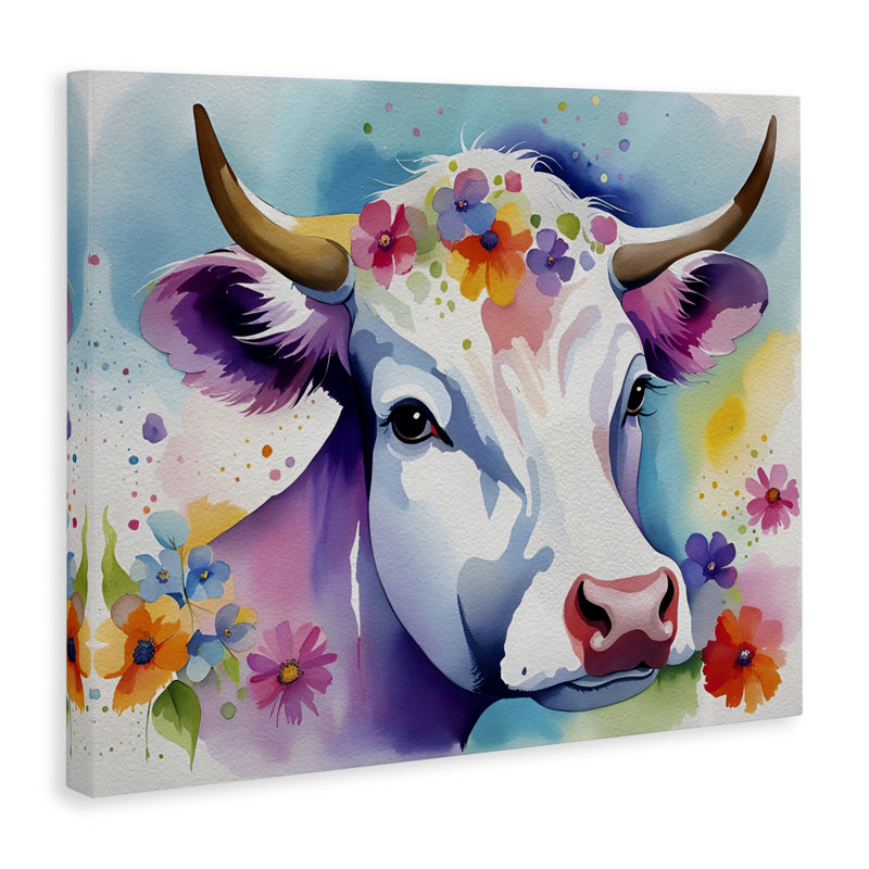 «Flower Speckled Cow» par Amber Clarkson, H 16 po x l 20 po