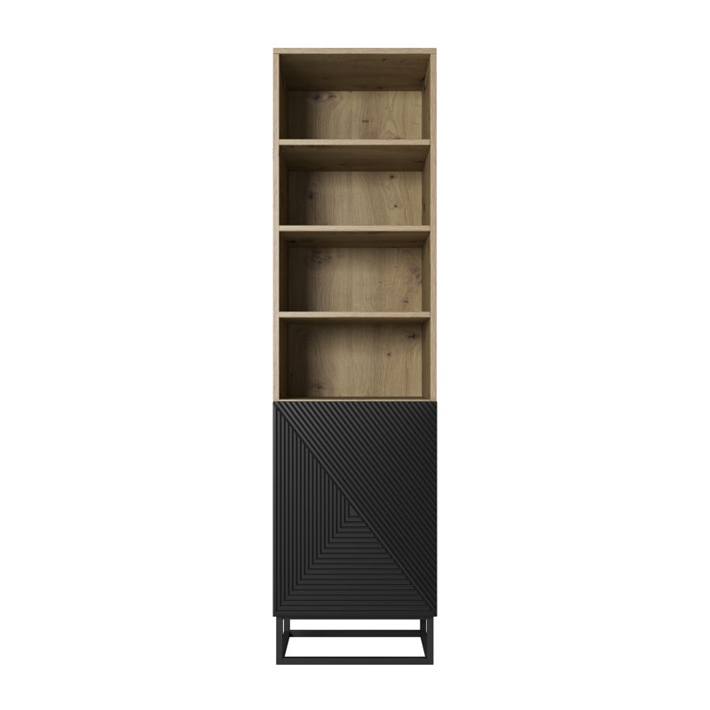 Azjon 190cm H x 50cm W Standard Bookcase, Artisan/Black