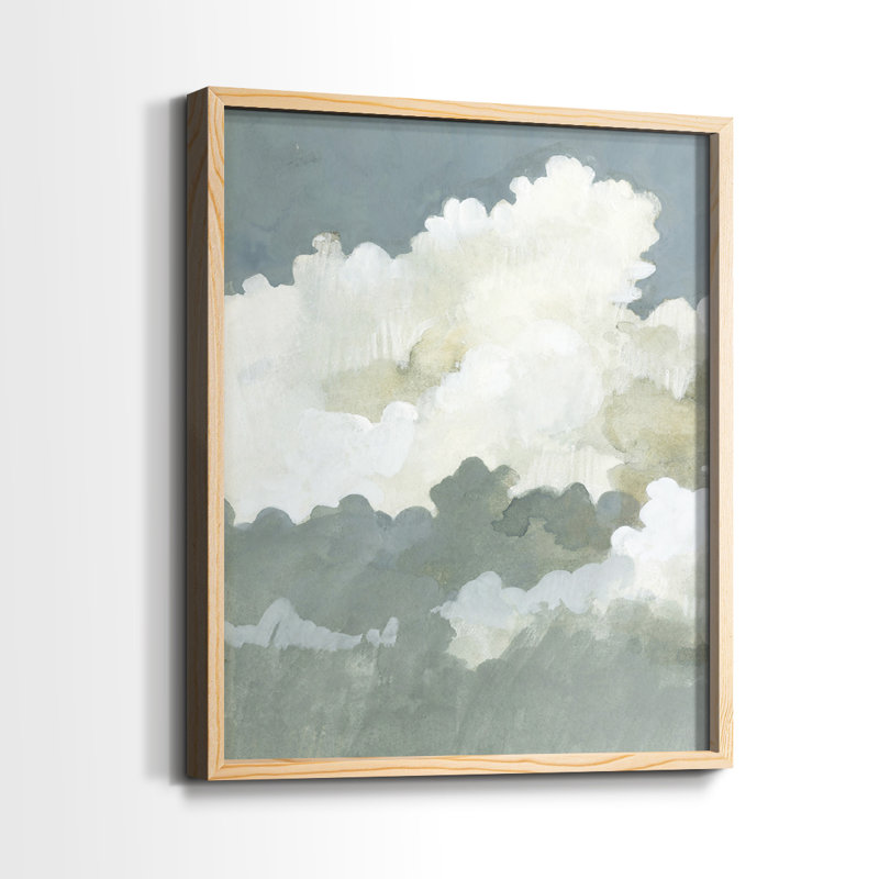Impression encadrée Big Clouds I-Premium - prête à être accrochée - aucun clou requis - aucun clou requis, Bois naturel