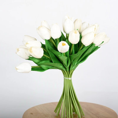 Artificial Tulip Floral Arrangement With Long Stems, Faux Flower For Dining Table Centerpieces Home Wedding Party Decor Indoor