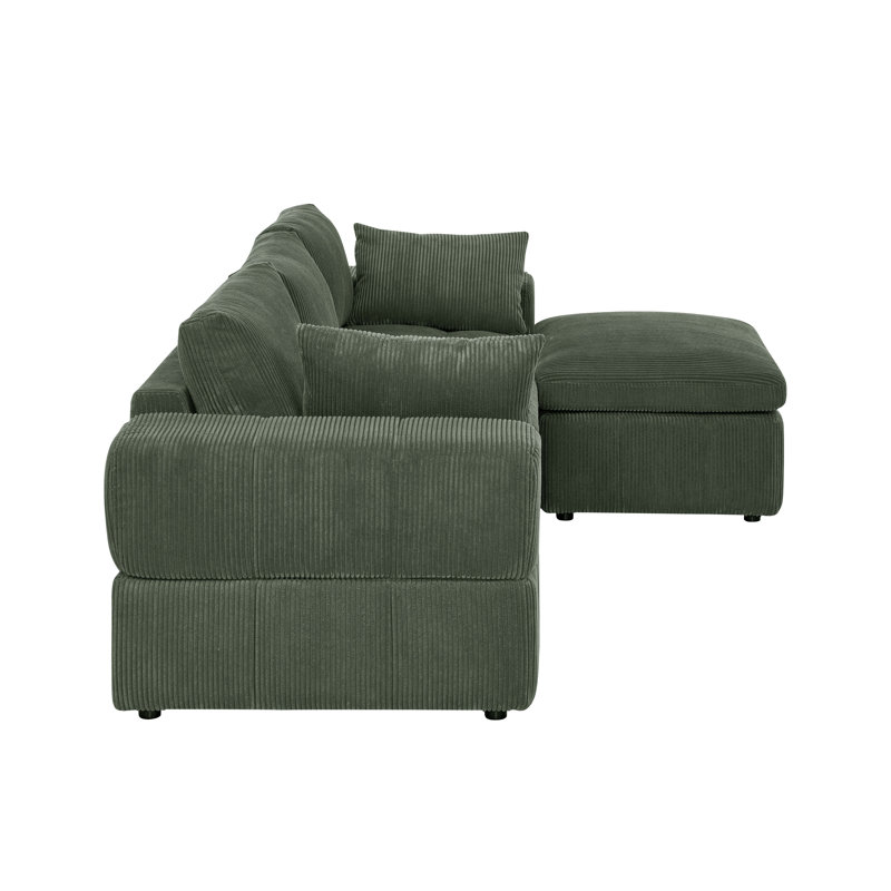 Plainesshi Corduroy Modular Sectional, Dark Green Corduroy