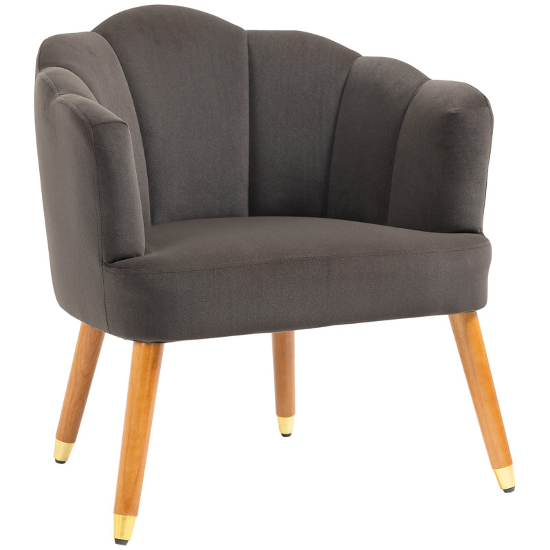 Fauteuil en polyester de 28,3 po Hereld, Velours brun, Naturel