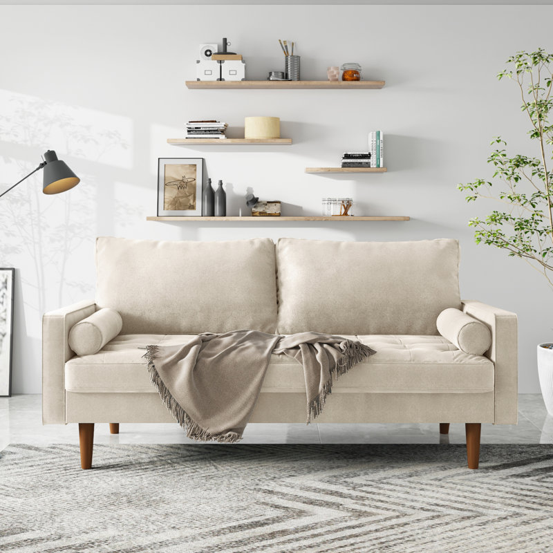 Mauck Modern Sofa,70 Inch Velvet Couch for Living Room,Spring Cushions,Solid Wood Frame,Easy Assembly for Small Spaces