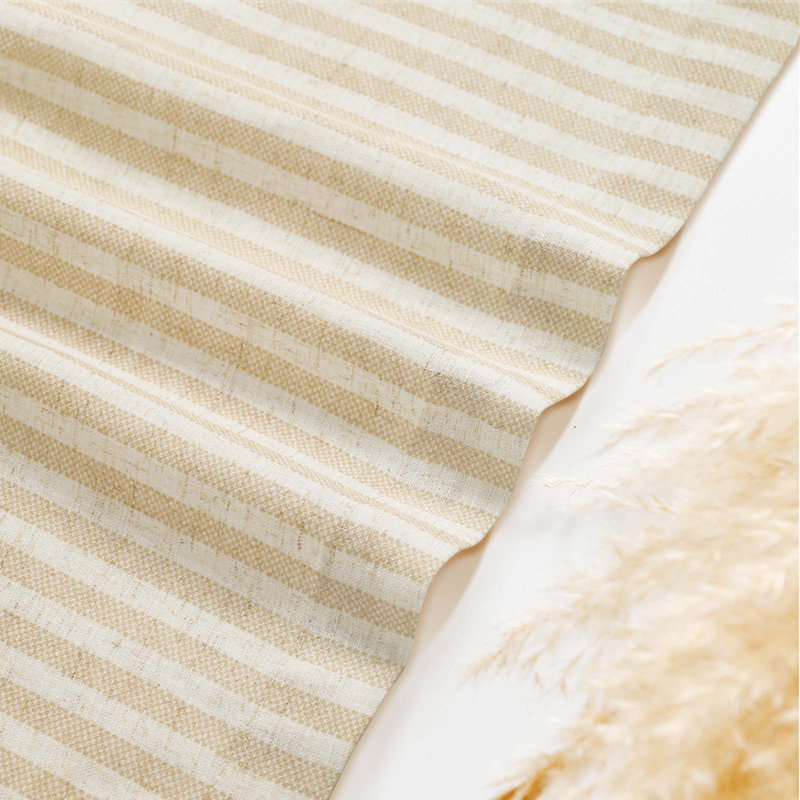 Linen Striped Kitchen Valance, Beige