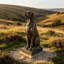 Statue de chien de chasse assis en bronze rétro, sculpture de chien en résine 29 po pour décor de maison de campagne et de style occidental