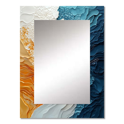 Biomorphism Wave To Sand Migration V - Biomorphism Wall Mirror, Modern Decorative Mirror, Printed Metal Art