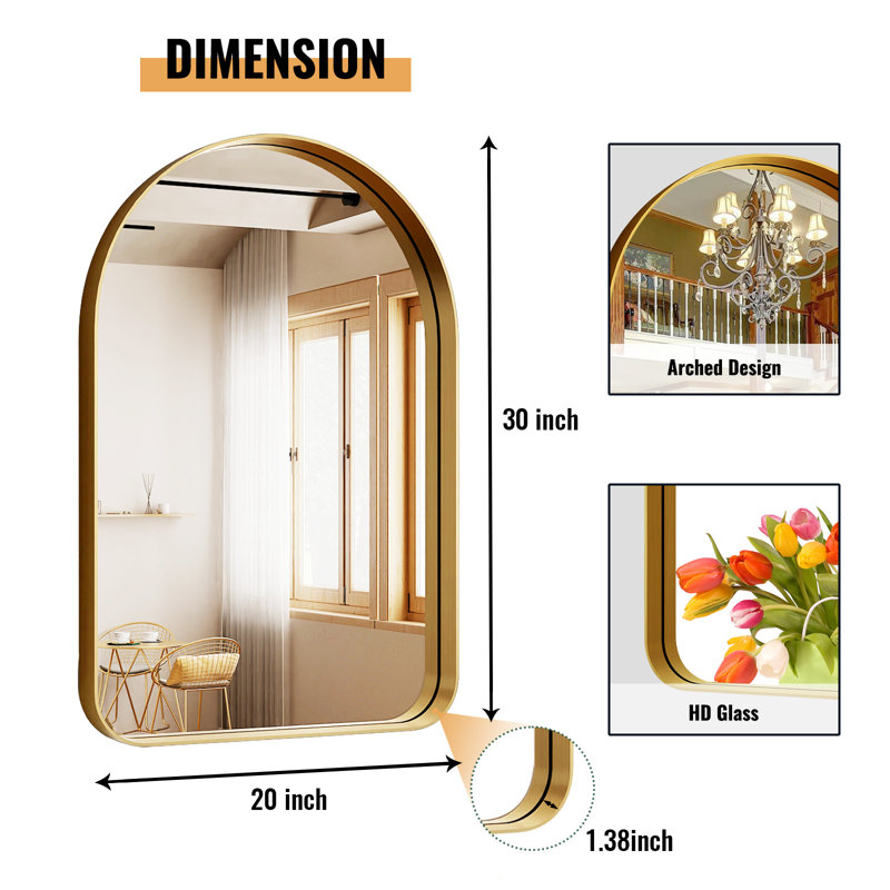 Miroir de salle de bain Mordern-Design, Doré, 30 po x 20 po