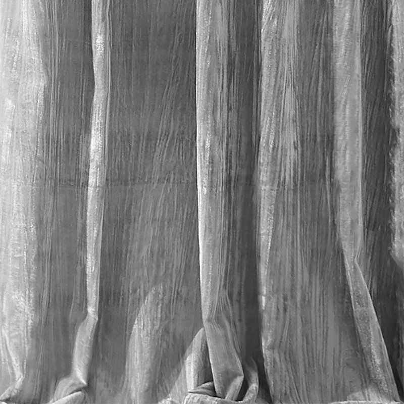 Damaya Crushed Velvet Solid Semi-Sheer Tab Top Single Curtain Panel, 52" x 84", Gray