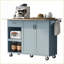 Îlot de cuisine avec comptoir pliable Rangement | Bois d'hévéa gris ardoise et bleu Panneau de fibres à densité moyenne | Moderne | Moyen (40 à 55 po)-825168631