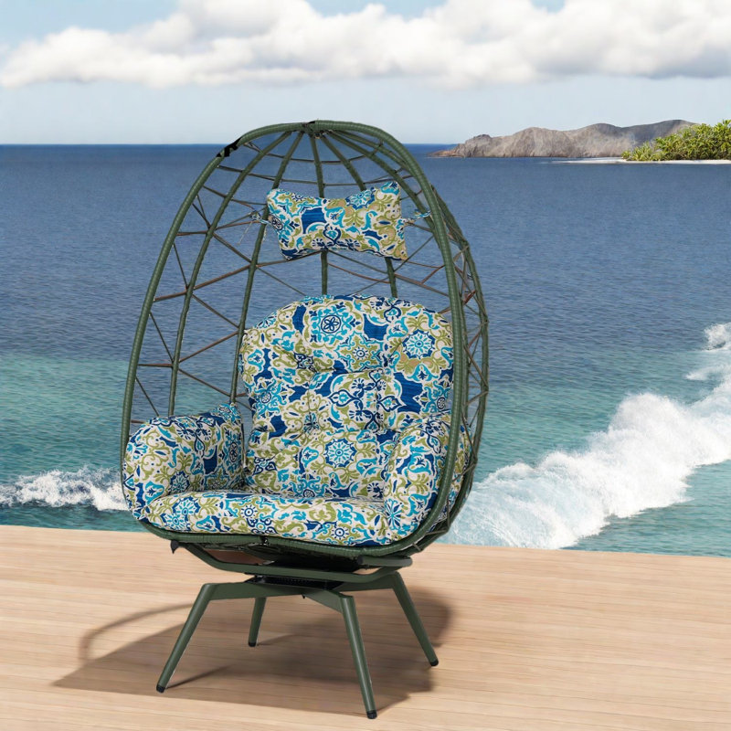 Swivel Patio Lounge Chairs, Pe Rattan Steel Modern Indoor Outdoor