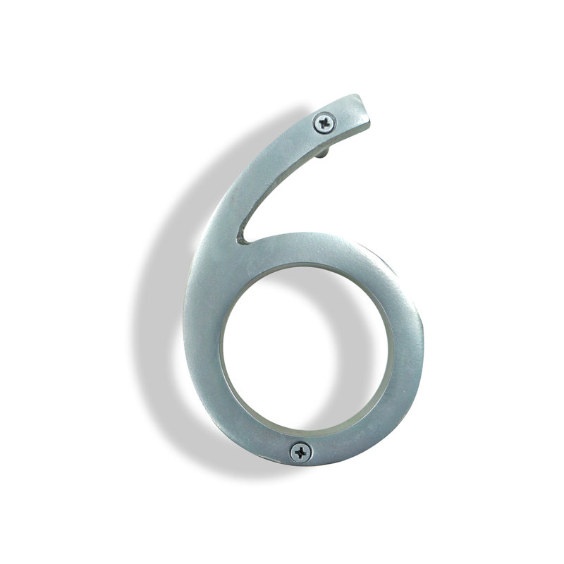 Numéro de maison en métal flottant, 6, Argent argent, 6"