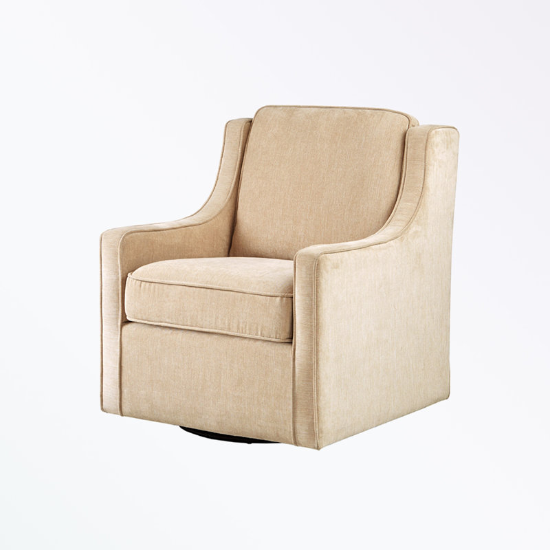 Cream Lawson Swivel Accent Chair with Wood Frame