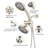 Tub Spout Shower System - Dual 2 In 1 Faucet With Valve. 7 Spray Modes For A Relaxing Bath Experience. Brushed Nickel Finish Wall Mounted High Faucet. Patterns.-127299583