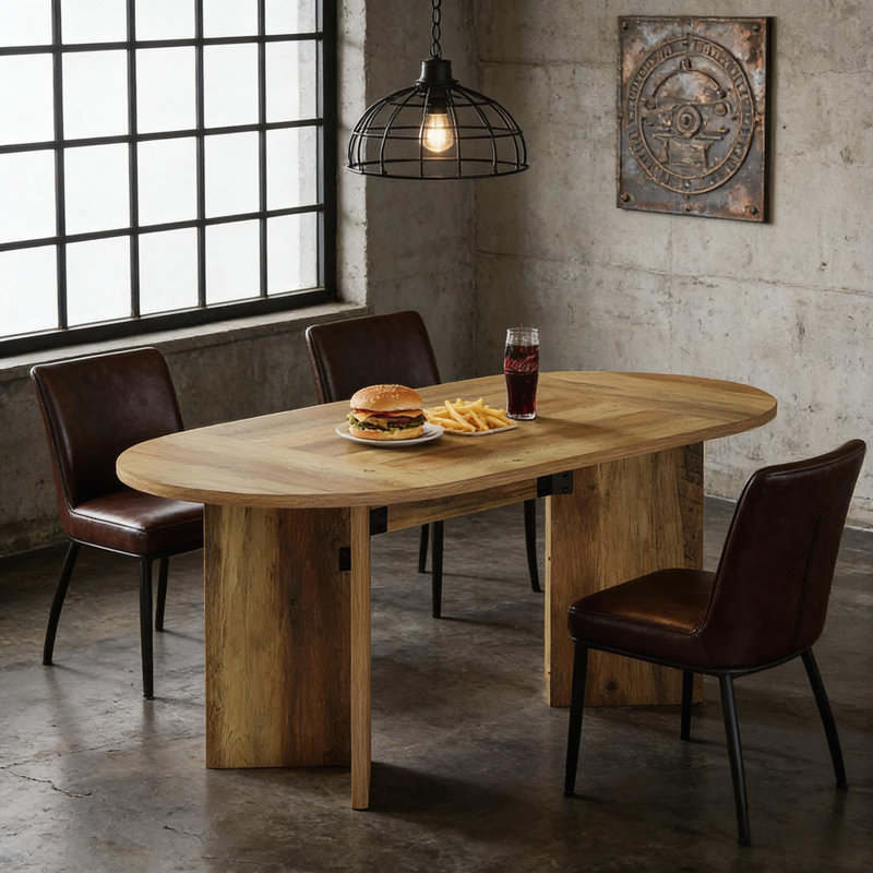 Table de cuisine ovale d'inspiration campagnarde