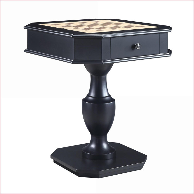 Table de jeu avec plateau réversible pour 3 jeux 2 tiroirs de rangement | Noir | Bois synthétique, Noir