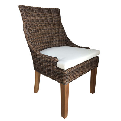 Markley Premium All-Weather Wicker Outdoor Dining Armchair with Cushion