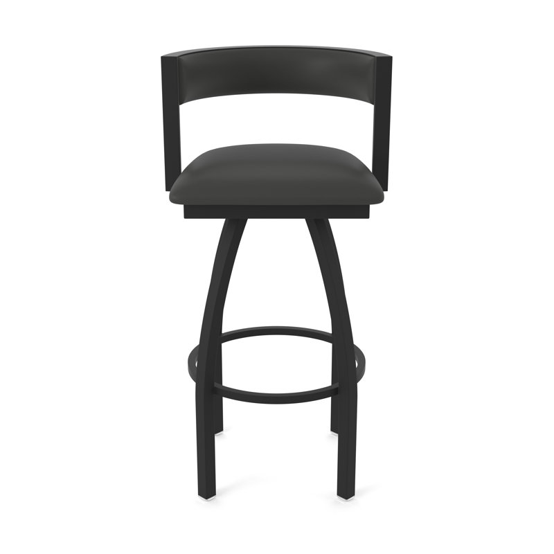 Tabouret Artémis, Noir froissé, Tabouret de bar (siège d'une hauteur de 30 po), Vinyle - fer Canter