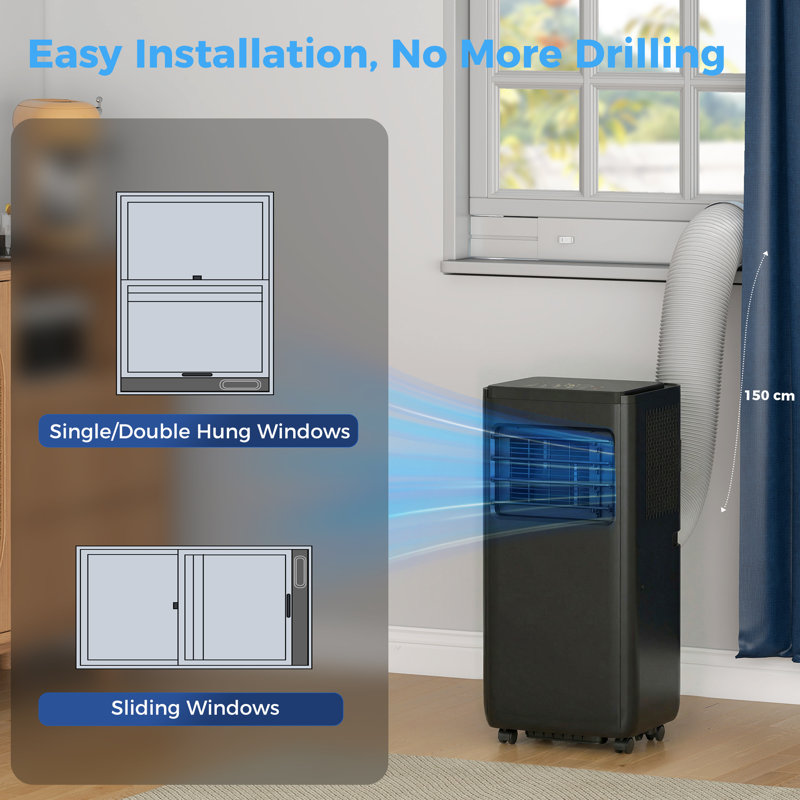 Climatiseur portatif 8 000 BTU avec contrôle WiFi, noir, 8 000 BTU