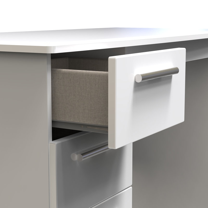 Fully Assembled Yvette Desk, White, 79.5cm H x 120cm W x 54cm D, White