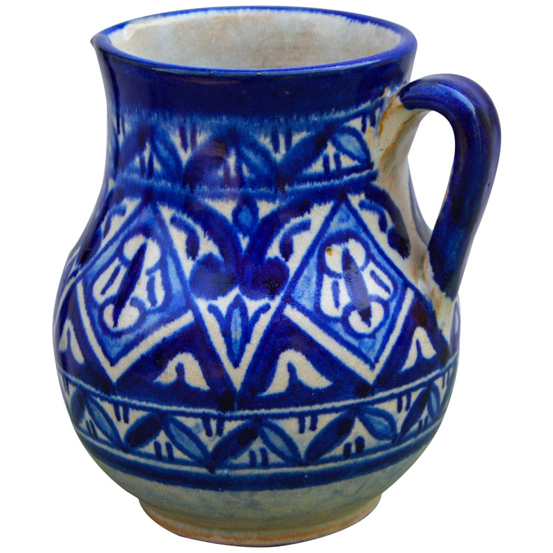 Vase de table en céramique d’intérieur/d’extérieur bleu/blanc 6 po