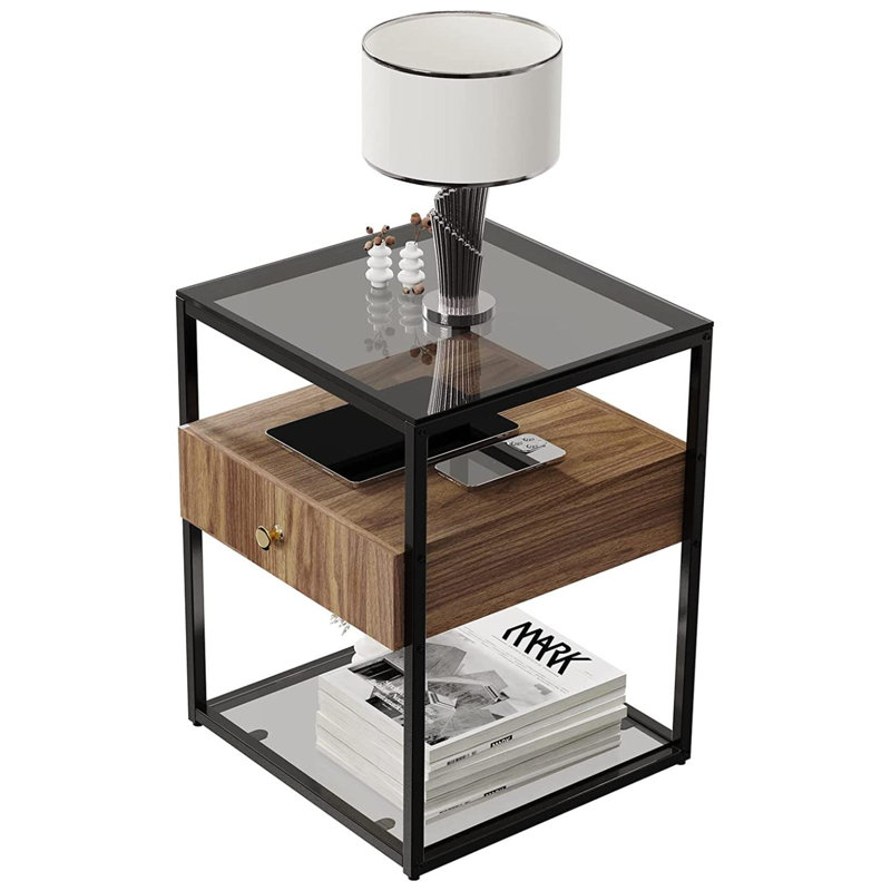 Adilynne 43 cm W Steel Bedside Table
