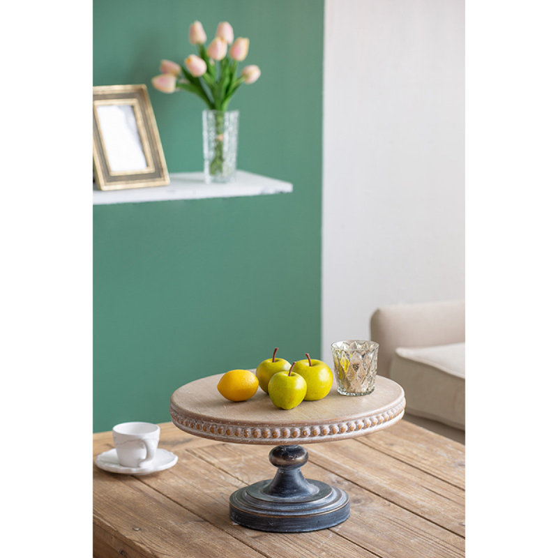 D14x7,5 po Présentoir en bois avec bordure perlée