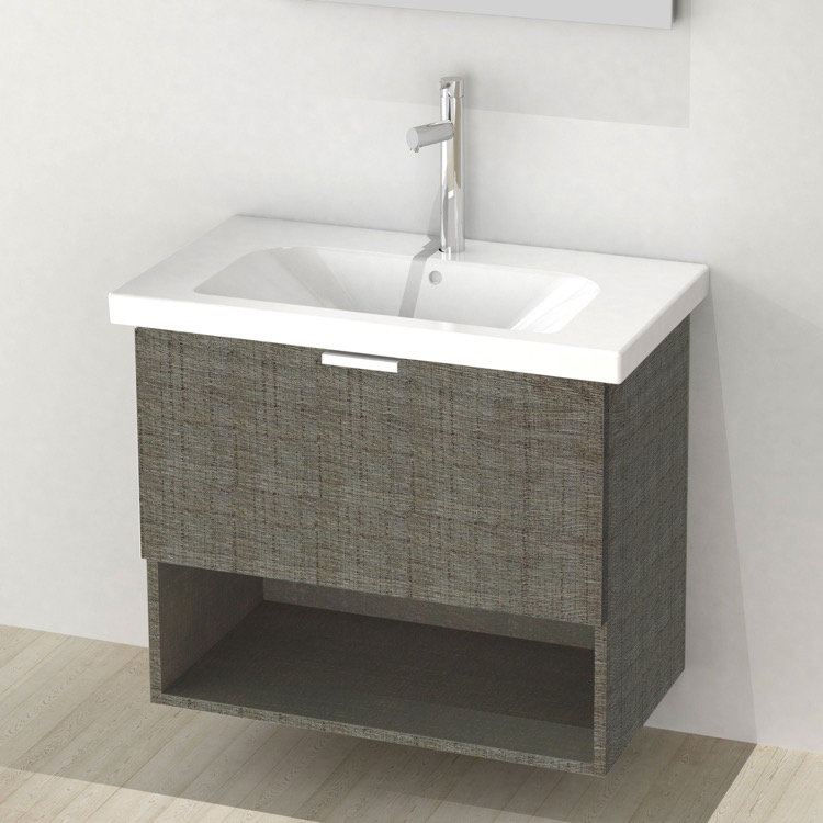 Ensemble de meuble-lavabo simple 32 "Open, Chêne gris