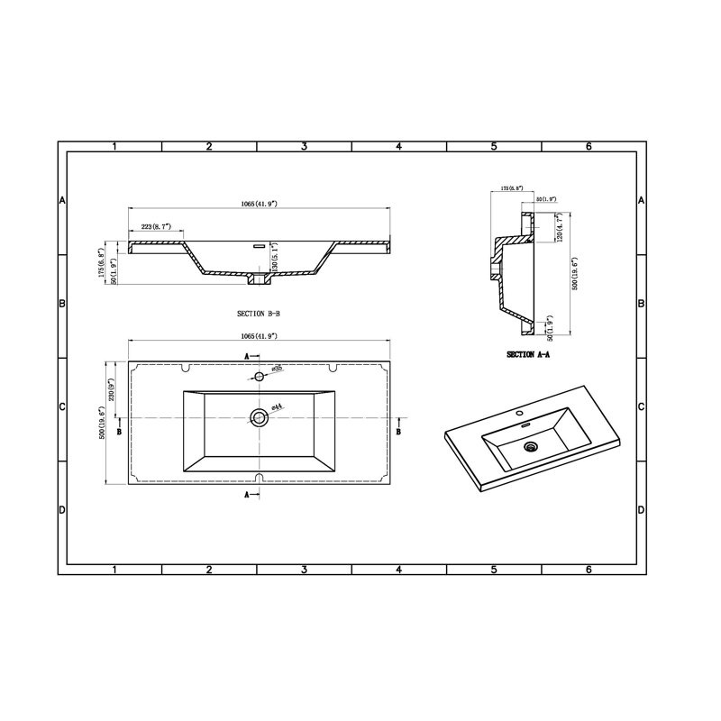 Alma 42" integrated Bathroom Sink