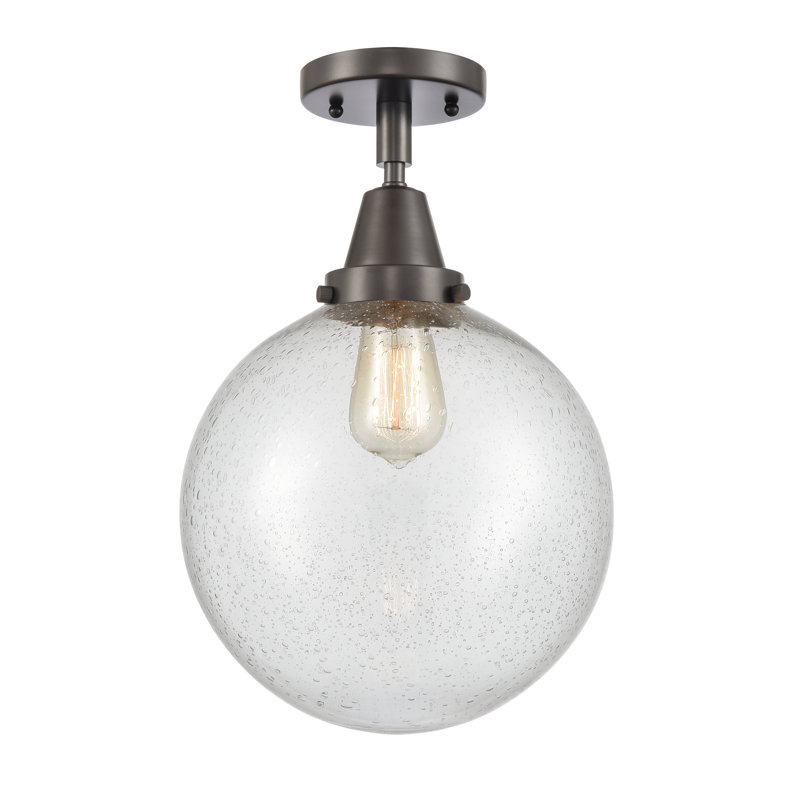 Plafonnier encastré en verre Amede, Grainé, H 12,5 po x l 10 po x P 10 po, Bronze frotté à l'huile