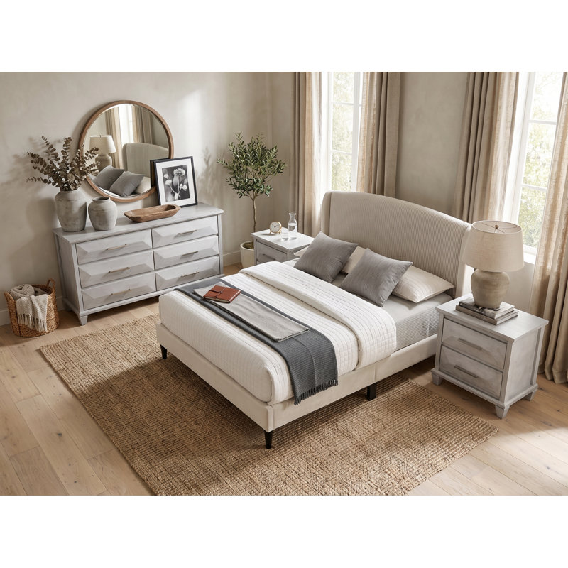 Clarence Contemporary 4 Pieces Bedroom Set, Full, 4 Pcs: Bed, Dresser, 2 Nightstands