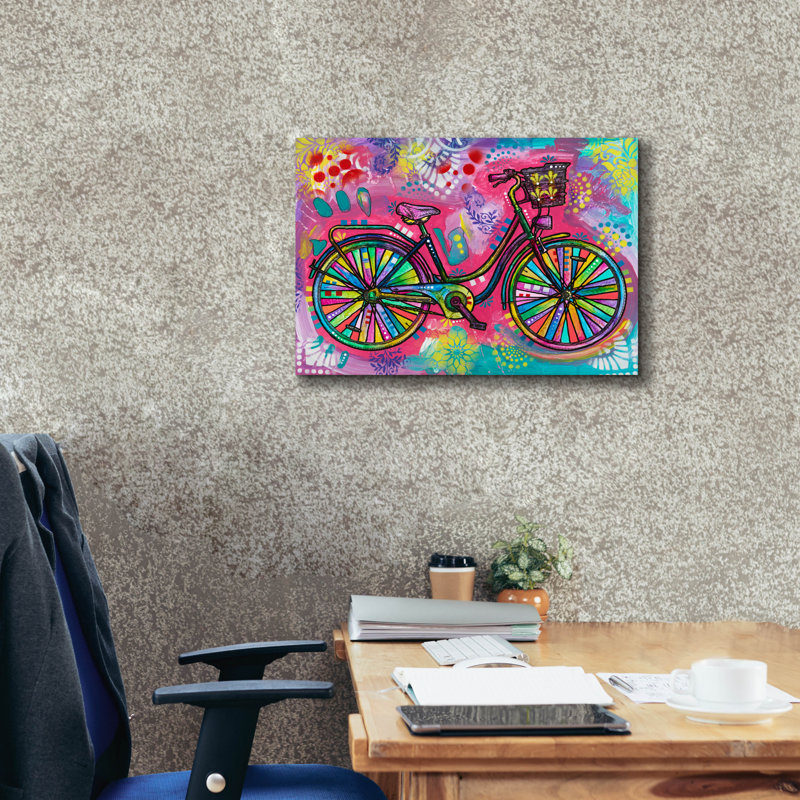 «Pedal Uptown Cruiser» par Dean Russo, art mural sur toile, H 18 po x l 26 po x P 0,75 po