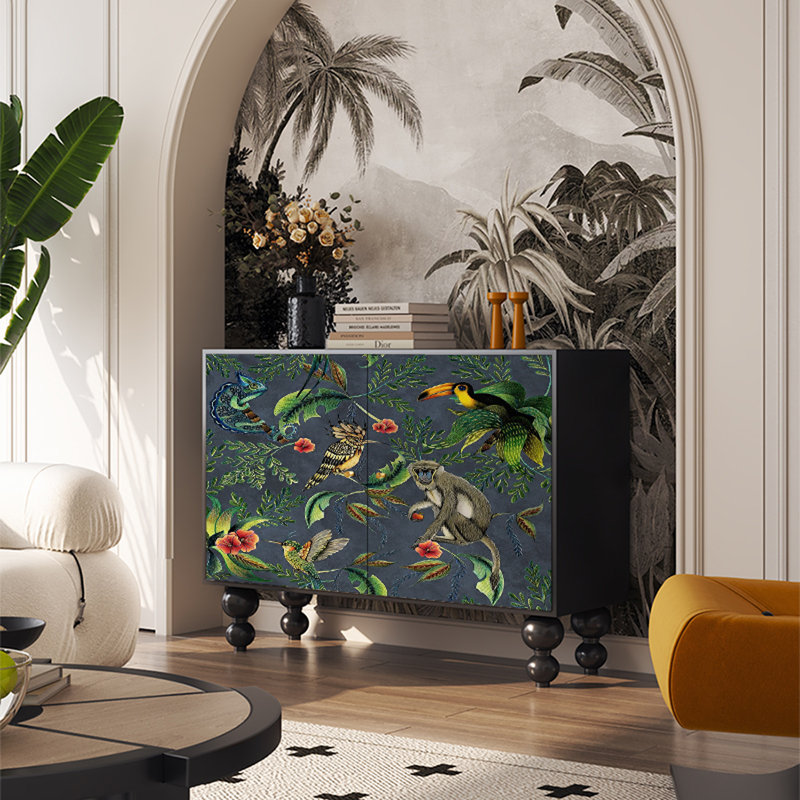 Armoire décorative en bois de pin rétro, Noir