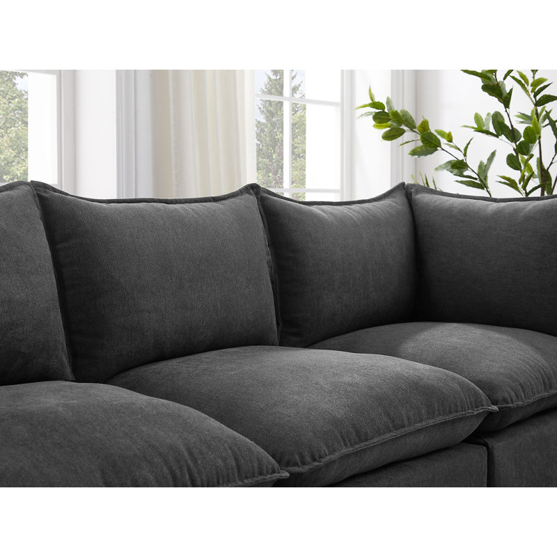 Canapé modulaire rembourré 5 pièces Koldo, Velours gris