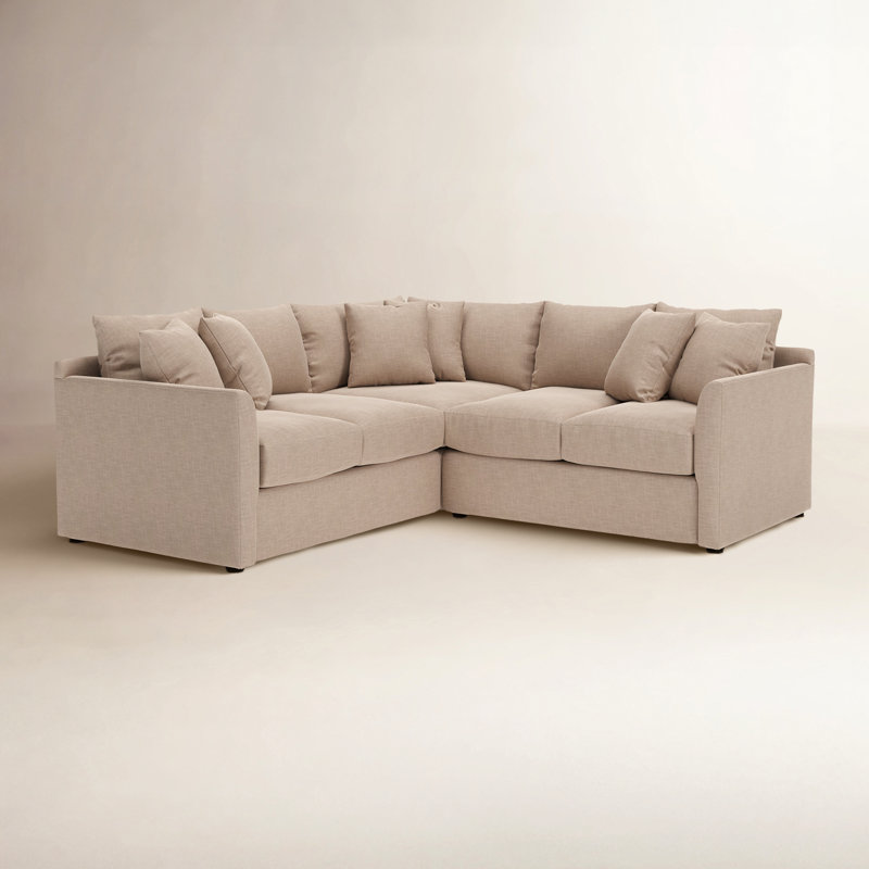 Cecelia Upholstered L-Shaped Sectional, Conversation Linen Basketweave, Left Hand Facing